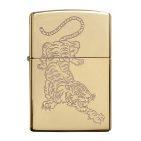 Zippo Windproof Lighter - Tiger Design High Polish Brass