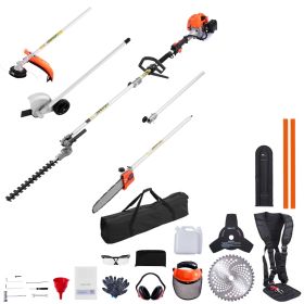 Gas Hedge Trimmer, 2 Cycle Gas Power Handheld Trimmer, 6-in-1 26cc Weed Eater with Extension Pole & Protective Gear Set
