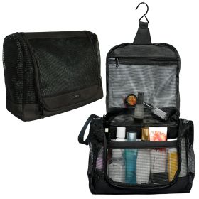 Portable Hanging Shower Caddy Organizer Bag 12x3x8 inch Black Quick Dry Mesh Shower Caddy Tote Bag Pouch with Metal Hook for Bathroom College Dor