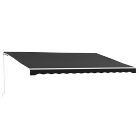 16' x 10' Electric Awning, Retractable Awning, UV Protection Sun Shade Shelter with Remote Controller and Manual Crank Handle for Deck, Balcony, (Option: Black-1870x250x205 mm)